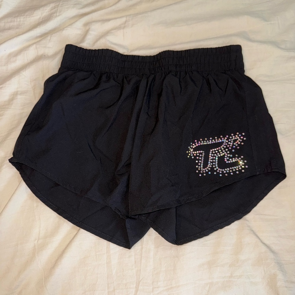 Black Women's Shorts with Embellished Logo
